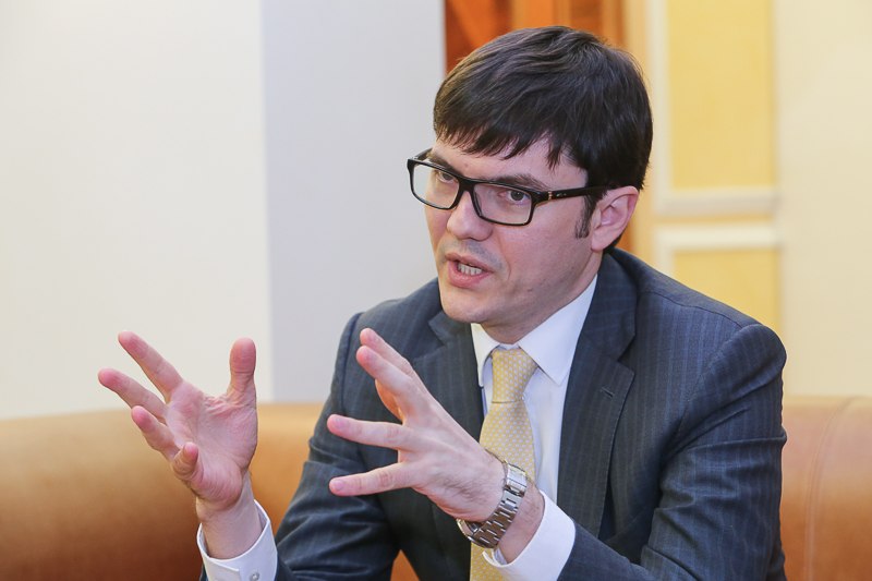Infrastructure Minister Andriy Pyvovarsky speaks with the Kyiv Post in his office on Feb. 5.