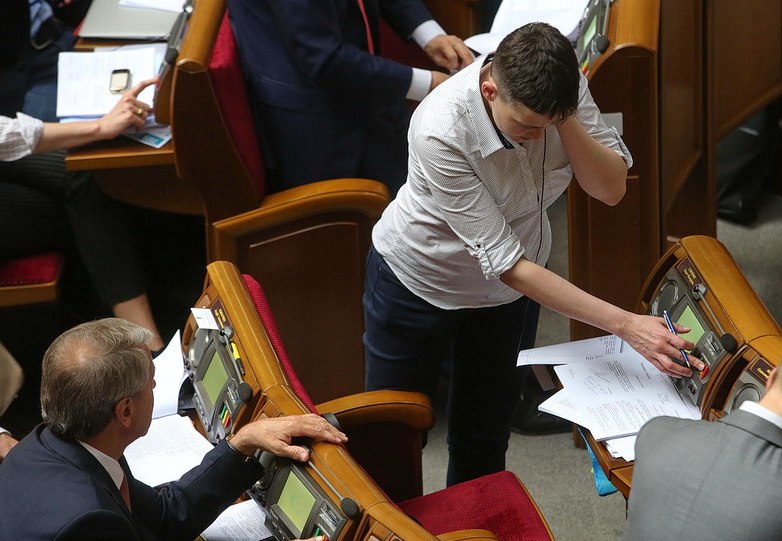 Ukrainian pilot Nadiya Savchenko  in Parliament during a session on May 31, 2016 in Kiev.
