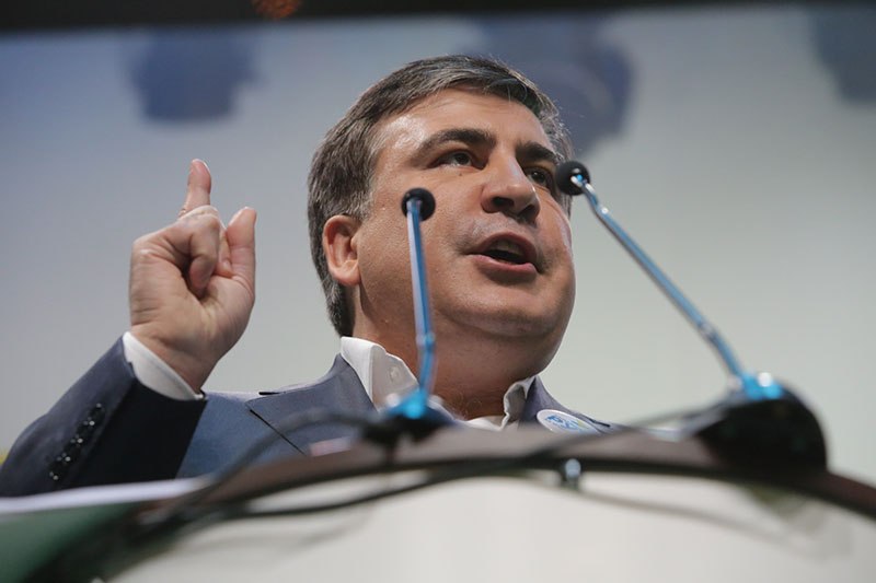 Odesa Oblast Governor Mikheil Saakashvili speaks at an Anti-Corruption Forum on Dec. 23 in Kyiv.
