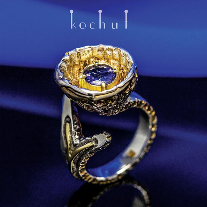 The silver band “Leviathan” designed by gold and tanzanite, by the Kochut Handcrafted Jewelry.