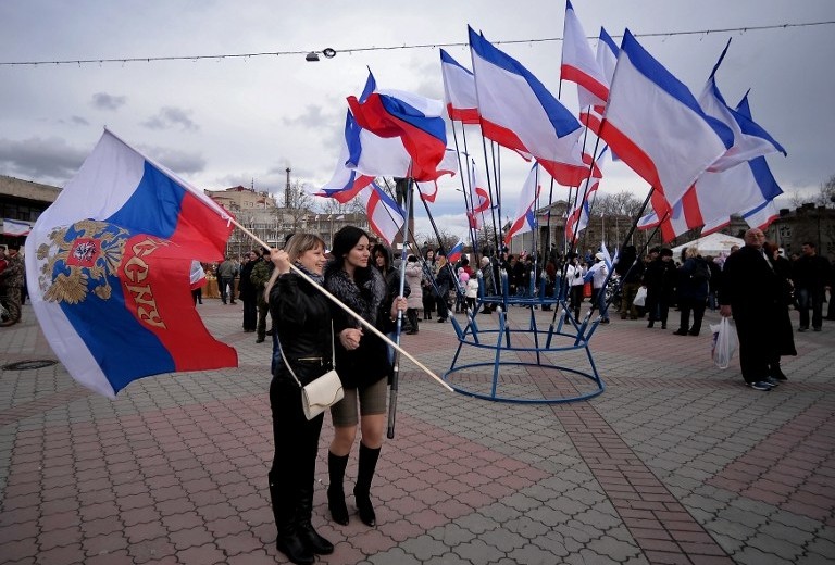 Russian Flag Raised Over Crimea Navy Headquarters