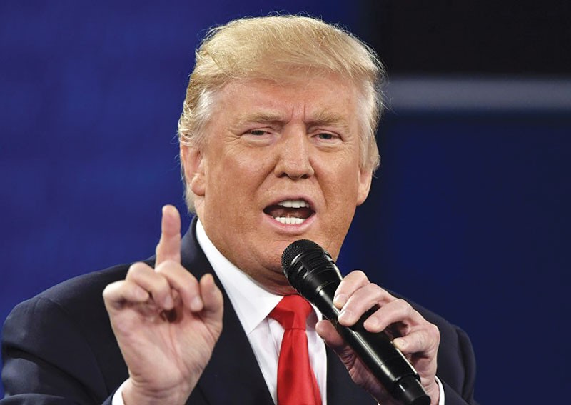 Republican presidential candidate Donald Trump speaks during the second presidential debate at Washington University in St. Louis, Missouri on October 9, 2016. 