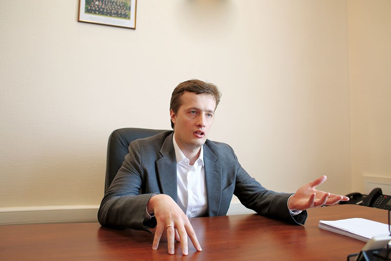 Oleksiy Poroshenko sits in his office in Kyiv during an interview with the Kyiv Post on April 22. 