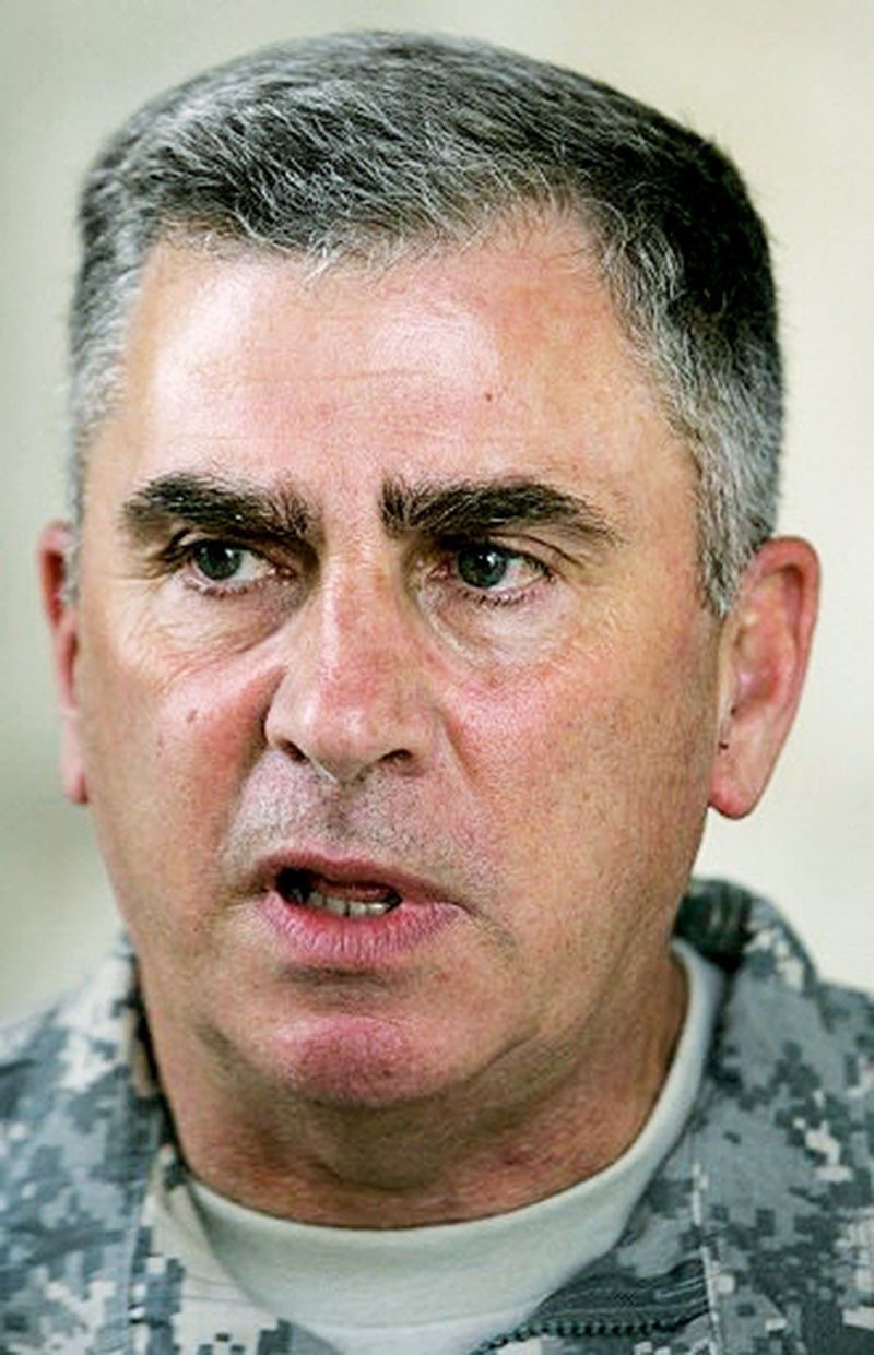 General John Abizaid, the commander of US forces in the Middle East, speaks to the media after a meeting with Iraqi President Jalal Talabani in Baghdad 24 August 2006. The main focus of Iraqi President Talabani 's agenda is currently national reconciliation and security, aiming to restore peace and stability in the troubled Iraqi capital Baghdad. AFP PHOTO/POOL/ DANIEL BEREHULAK / AFP PHOTO / AFP POOL / Daniel Berehulak