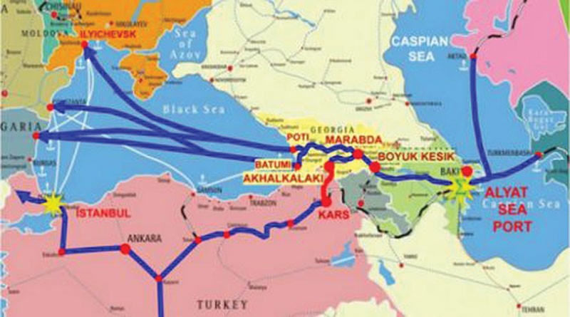 Trans-Caspian Transportation Route map. 