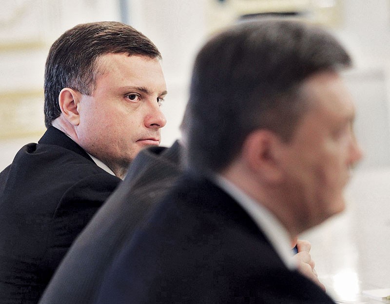 Former Chief of Staff Serhiy Lyovochkin (L) with former Ukrainian President Victor Yanukovych in March 2013. Now exiled in Russia, Yanukovych has accused Lyovochkin of betraying him during the EuroMaidan Revolution, a charge that Lyovochkin denies. 