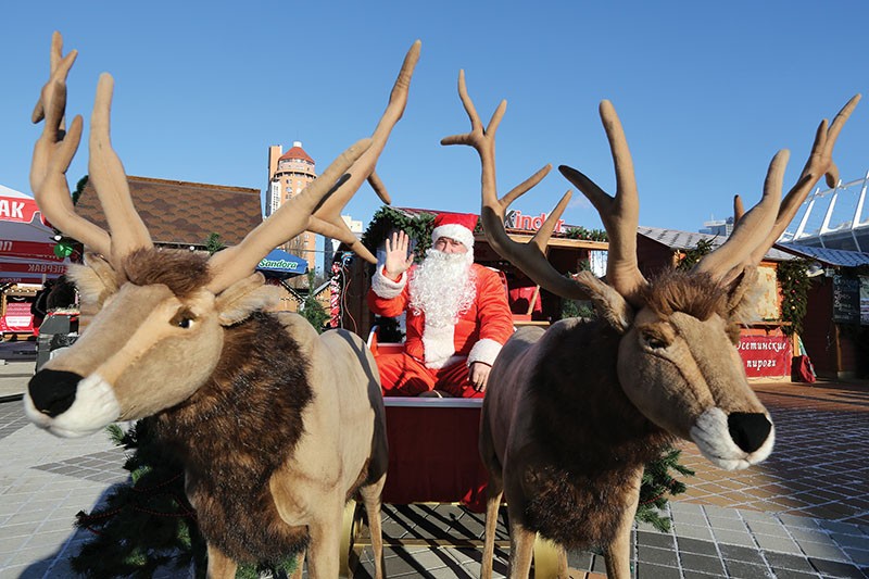 Did Moroz sits in a sleigh pulled by reindeer on Troyitska Square in Kyiv on Dec. 31, 2014. Did Moroz, or Father Frost, is a Soviet symbol of the New Year. In Ukraine, he has been competing for the people’s affections with St. Nicholas. (Volodymyr Petrov)