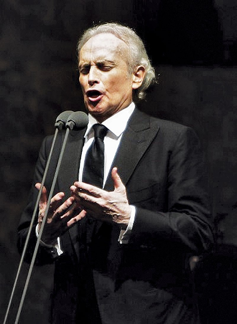 Spanish tenor Jose Carreras performs during a concert at the Zouk Mikael Festival north of Beirut on July 18, 2012. AFP PHOTO / JOSEPH EID / AFP PHOTO / JOSEPH EID