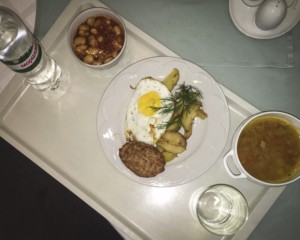 This lunch belongs to Yuriy Lutsenko, the Prosecutor General of Ukraine. Lutsenko had soup, baked beans in tomato sauce, meat chop, fried egg, potato fries and sparkling water. He paid Hr 65.96 ($2.43).