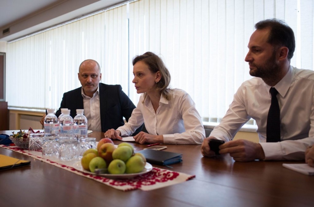 NTU’S officials Mr. Zurab Alsania, Ms. Victoria Romanova and Mr. Oleksandr Kharebin during the meeting with EBU in October. (Stijn Smulders/ EBU)