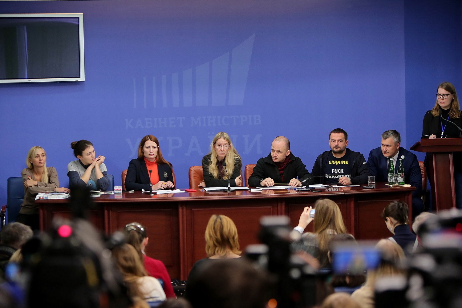 Ulana Suprun, acting health minister of Ukraine, talks to reporters during the joint press conference with the representatives of Ukraine's biggest patients' organizations on Jan. 18.