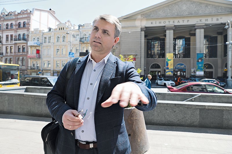 Mikhail Artyukhov, director of ARPA real estate, talks in Kyiv on May 17. Artyukhov argues that there is a glut on the Kyiv real estate market. (Kostyantyn Chernichkin)