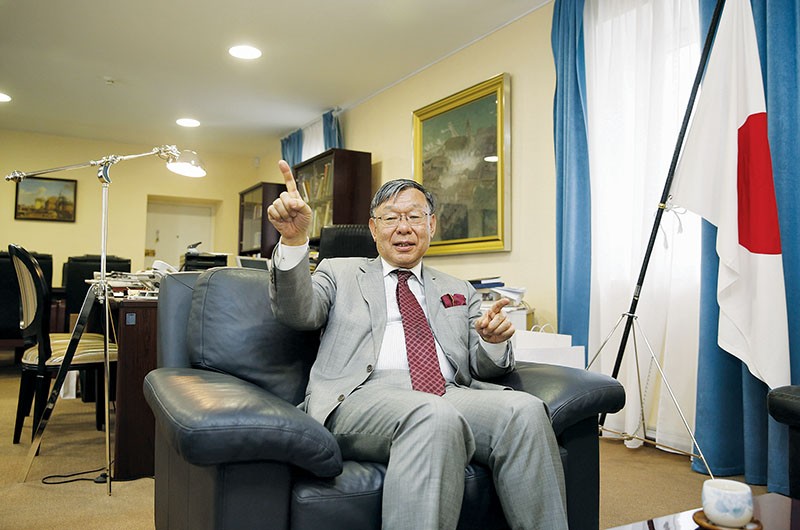 Ukraine’s Ambassador to Japan Shigeki Sumi speaks wih the Kyiv Post on May 16 in his office at the Japanese Embassy in Kyiv. He arrived for duty in Kyiv on Oct. 22, 2014. (Kostyantyn Chernichkin)