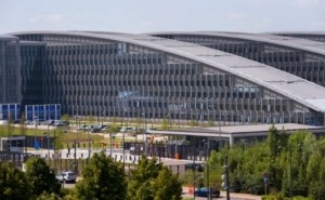 A photo taken on May 23, 2017 shows a view of the new NATO buildings at the Nato headquarters in Brussels. US President will visit Brussels on May 25 to attend the NATO summit. / AFP PHOTO / JOHN THYS