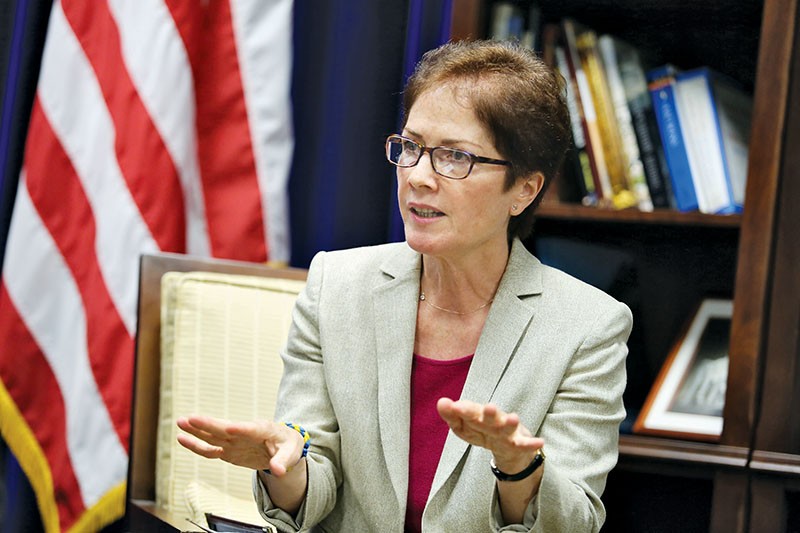 U.S. Ambassador to Ukraine Marie L. Yovanovitch speaks with the Kyiv Post on June 26 in the U.S. Embassy in Kyiv. Yovanovitch is America’s ninth ambassador to Ukraine, the first woman to hold the post and celebrates her first anniversary on the job in August. 