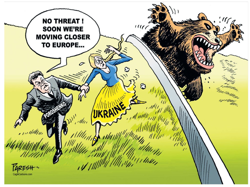 Ukraine has taken giant steps towards the European Union this year, gaining visa-free travel and ratification of a political and free trade agreement. But the Russian bear is always next door – and sometimes in Ukraine's yard, as in Crimea and parts of the eastern Donbas.