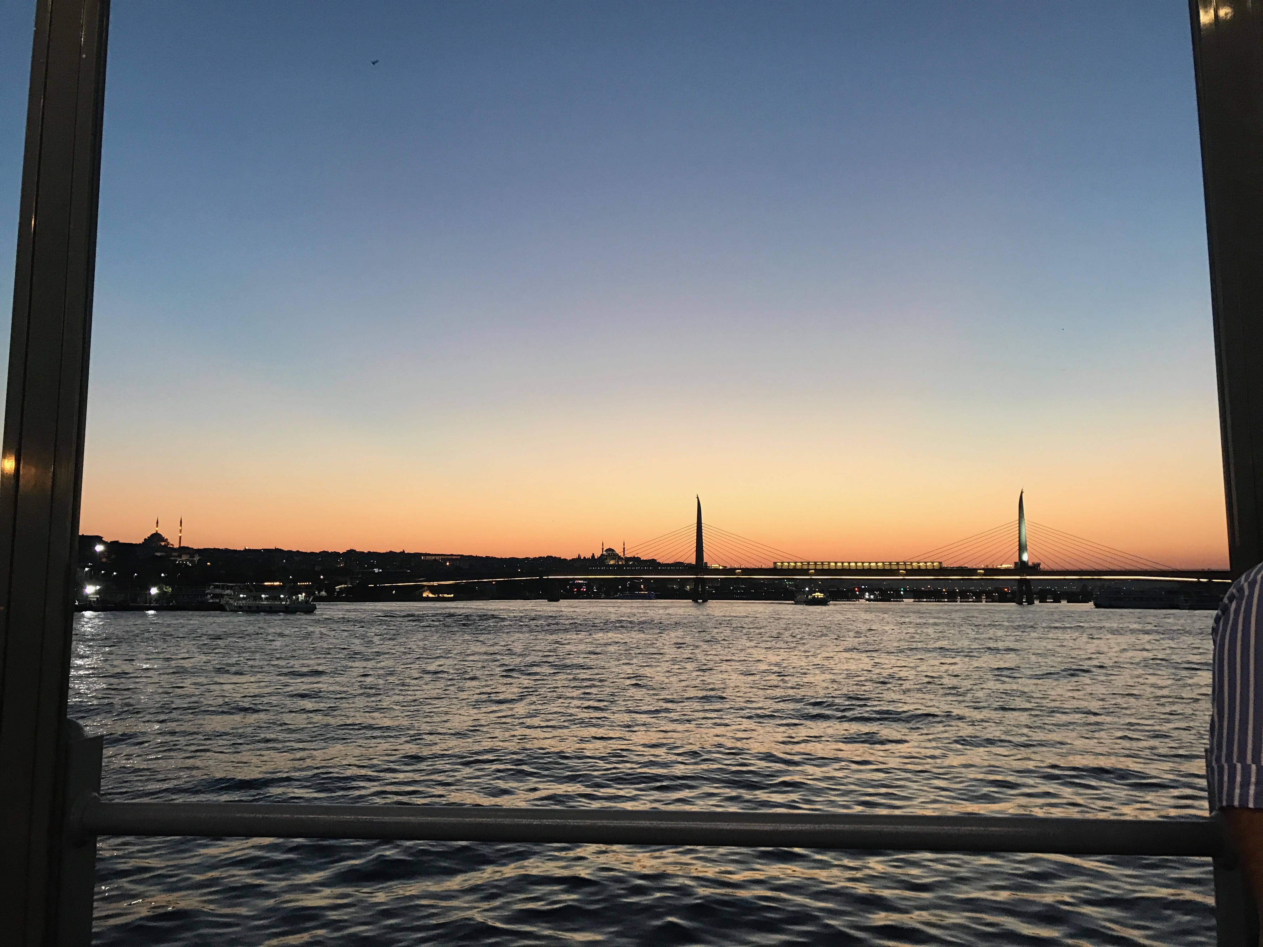 The view from the Galata Bridge at sunset in Istanbul on July 22.