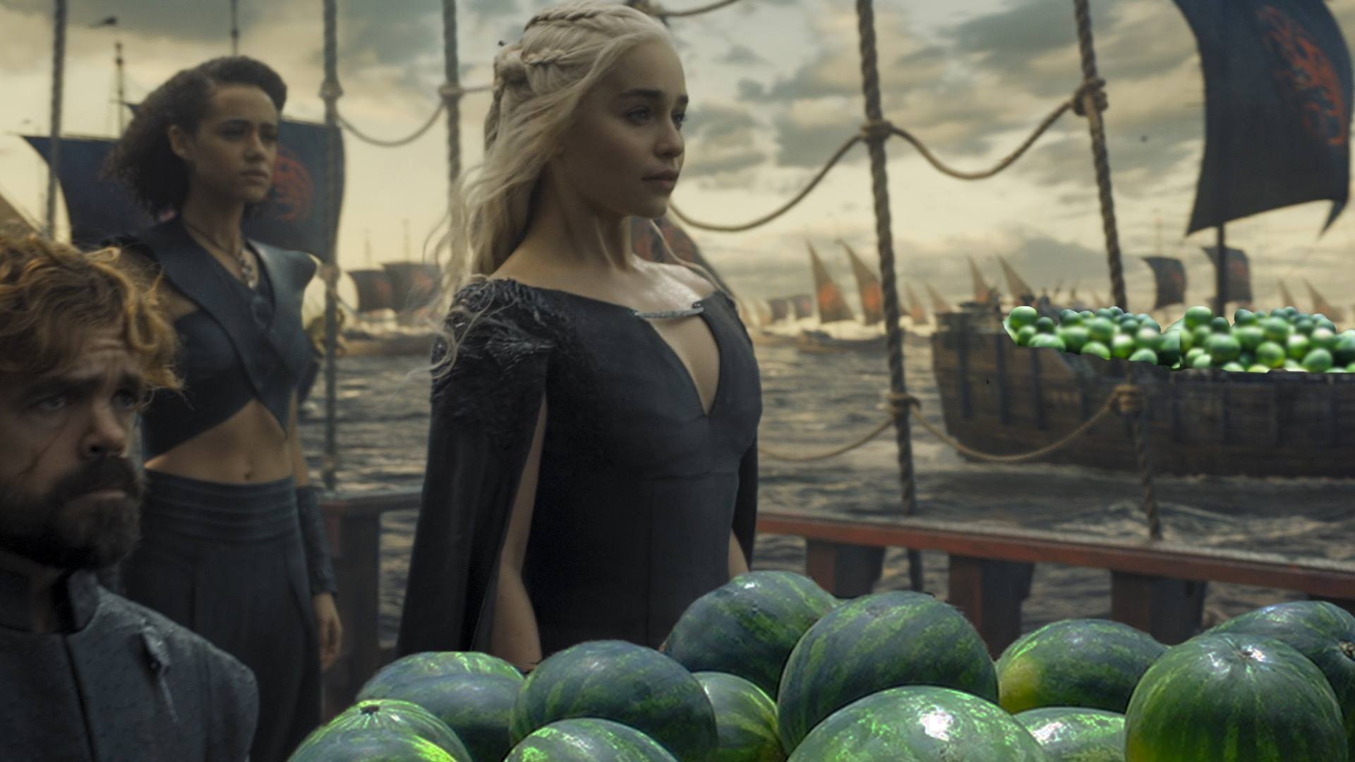 "Watermelons are coming!" reads the caption to the meme, users created from the Game of Thrones TV series scene, where Dayenerys Targaryen sails home to Westeros in season six.