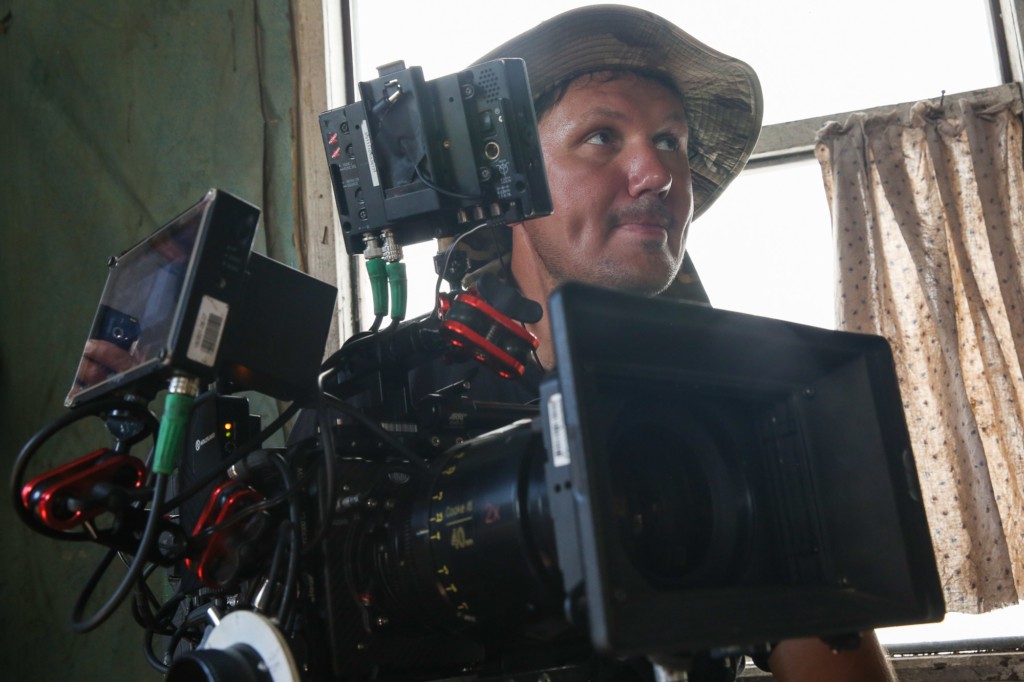 A cameraman Sergiy Mykhalchuk during the shooting of "Voroshylovgrad" movie near Starobelsk, Luhansk Oblast, on Aug. 18. 