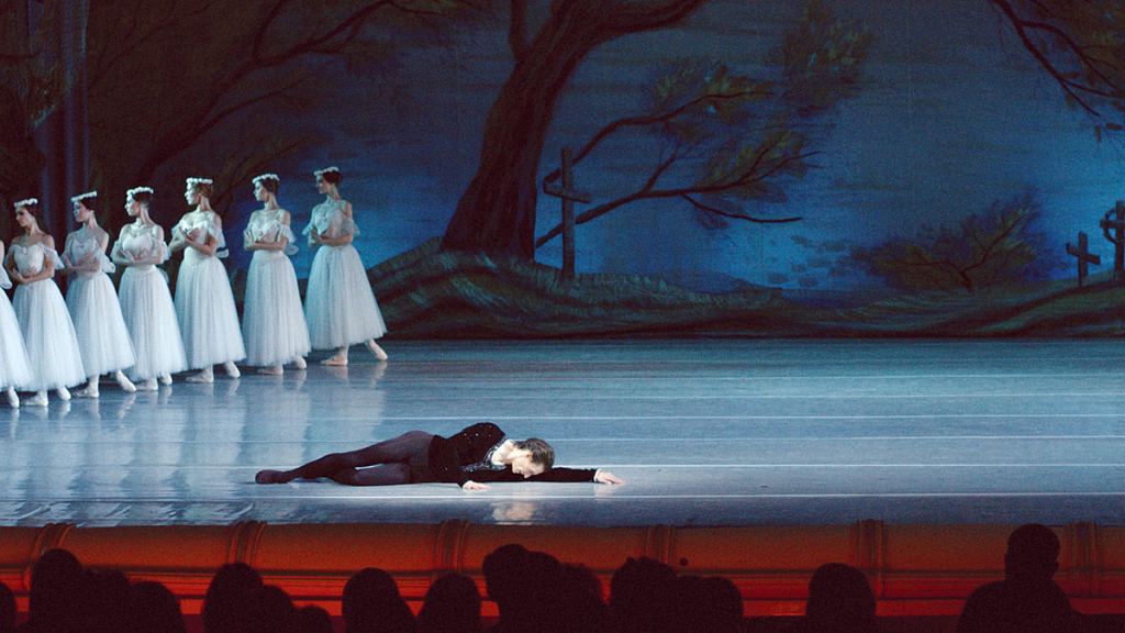 A screenshot from the documentary film “Dancer” shows Sergei Polunin performing in the ballet “Giselle” on the stage of the Taras Shevchenko National Opera and Ballet Theater of Ukraine in Kyiv on Nov. 17, 2013. (BBC)