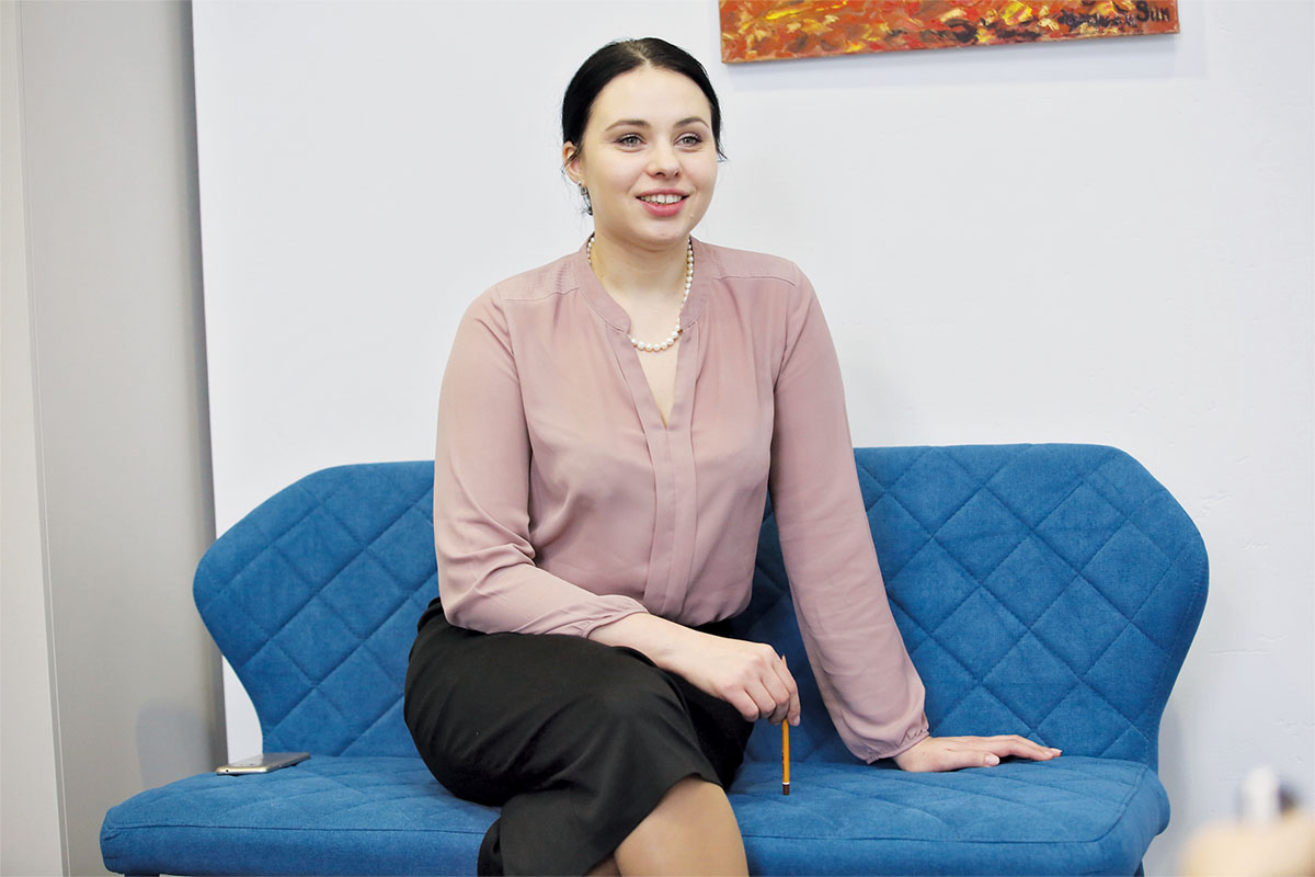Olga Matviiva, head of Business Varta, a civil organization that helps businesses to protect their property from raiders, speaks with the Kyiv Post in Kyiv on Dec. 12. (Kostyantyn Chernichkin) 