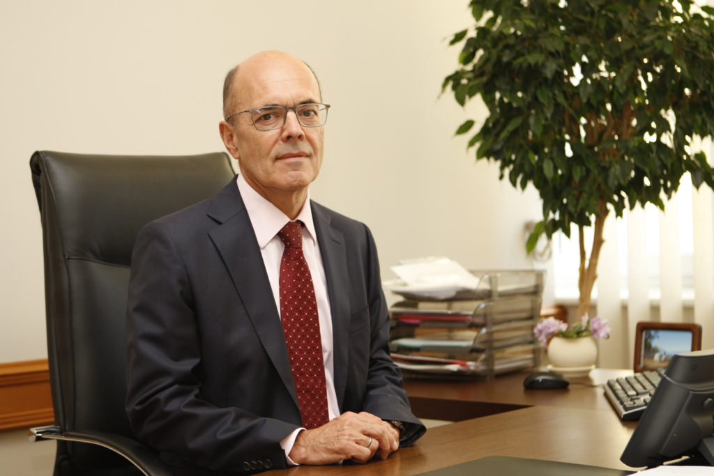 The first deputy chairman of Raiffeisen Bank Aval's board Gerhard Bosch at his office. 